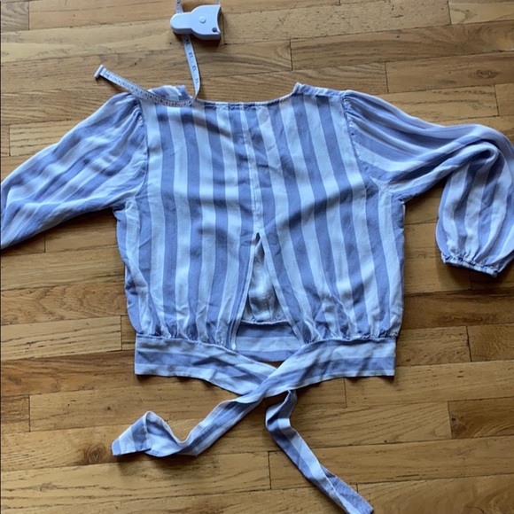 Blue Striped Crop Button Down - Picture 12 of 12